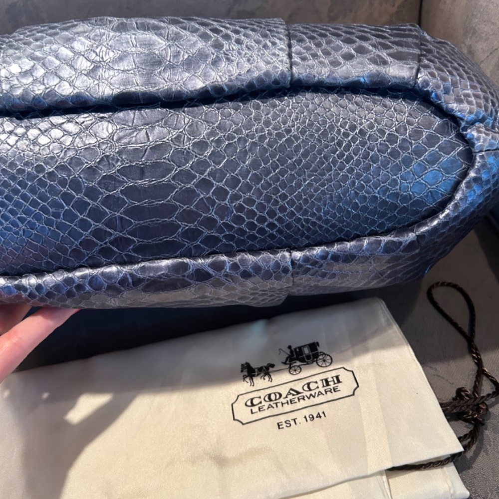 Coach Madison Python Embossed Denim Blue Leather … - image 5